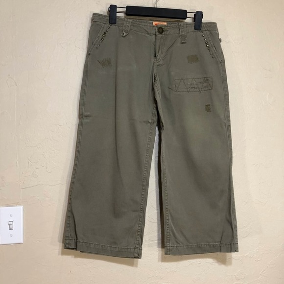 Twill Twenty Two Womens Pants 39 Green Capri - Picture 1 of 3
